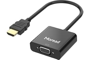 HDMI to VGA with Audio, Moread Gold-Plated HDMI to VGA Adapter Male to Female with Micro USB & 3.5mm Audio Port Cable - Black