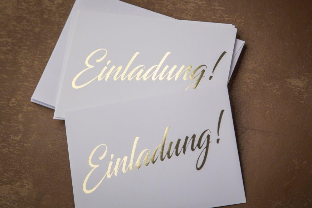 Gold invitation card, 10 single sided cards including 10 envelopes, stylish simple invitation for wedding birth, baby - Image 3