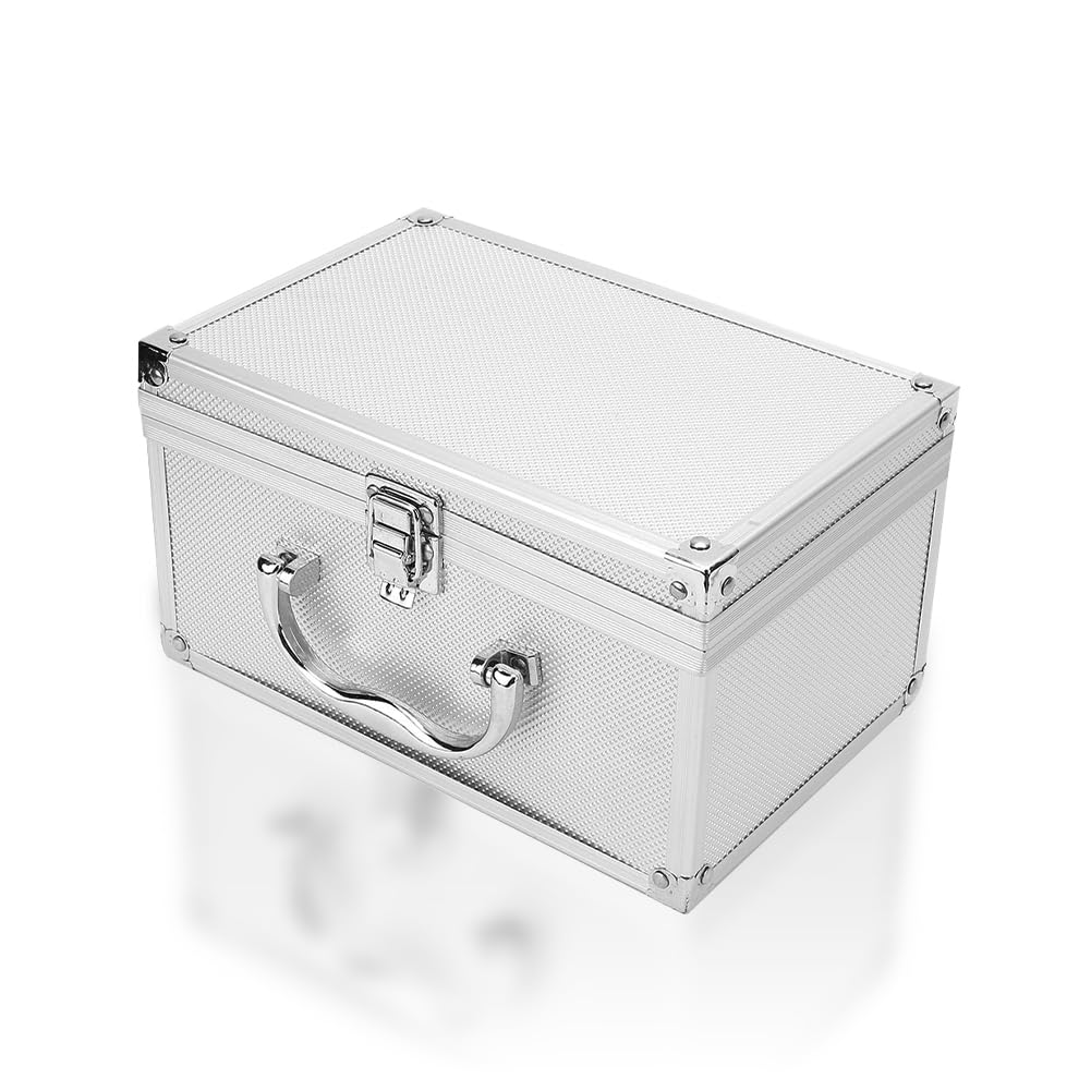 Joyzan Aluminum Alloy Chest Toolbox, Tool Box Carrying Case Instrument Storage Men Briefcase for Briefcases Portable Workstation Instrumentation Travel Organizer Silver Metal