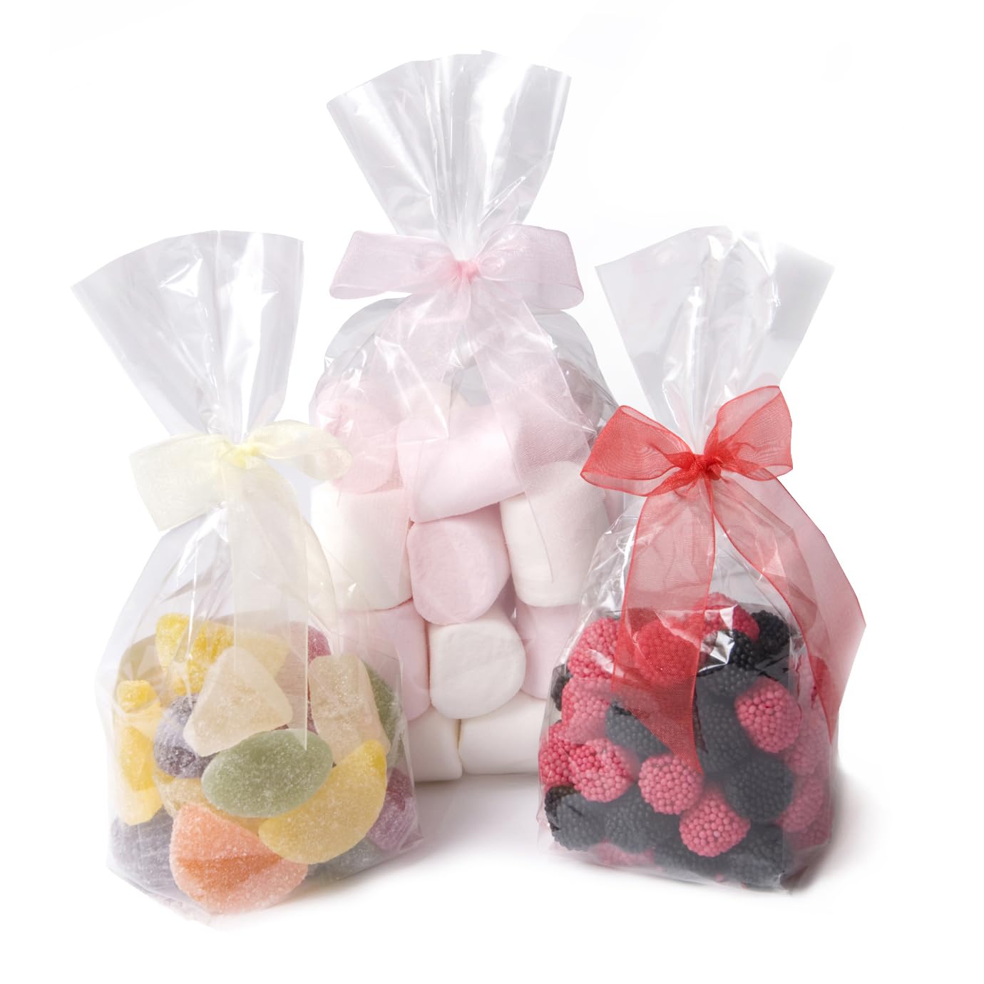 Bag It Plastics Clear Cellophane Block Bottom Sweet/Gift Bags 8.5" x 2.75" x 1.75" (21.5cm x 6.5cm x 4.6cm) Pack of 50 – Perfect for Sweets, Cookies, Treats & Favors