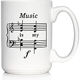 Bevvee Music Is My Forte Coffee Mug - Funny Musician Gifts and Musical Accessories - Large 15oz White Ceramic Mug