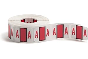 Smead BCCR Bar-Style Color-Coded Alphabetic Label, A, Label Roll, Red, 500 Labels per Roll, (67071)