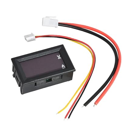 NF&E Digital Current Tester Multimeter DC 100V Volt 2A Ampere Battery Monitor Gauge 2in1 Red LED Display Car Automotive 12V 24V Built-in Shunt