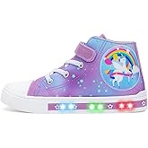 EUXTERPA Kids Toddler Sneakers Light Up Flashing Shoes Girls Boys Easy Fasten High Top Walking Canvas Sneaker