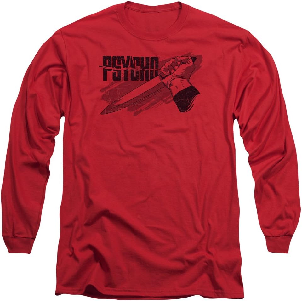 Psycho Classic Horror Film Logo and Knife Adult Long-Sleeve T-Shirt