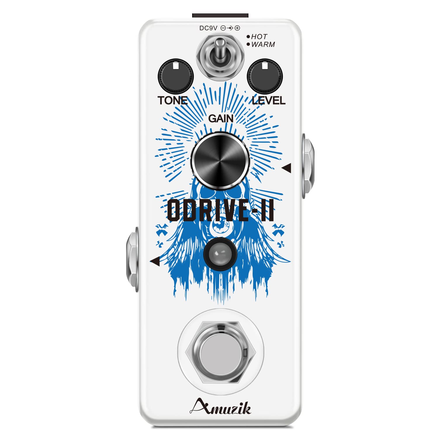 Amuzik Guitar Effect Pedal Vintage Overdrive Analog Pedals 2 Modes HOT and WARM Pedals for Electric Guitar True Bypass
