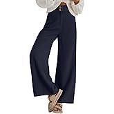 Sidefeel Corduroy Pants for Women 2025 Casual High Waisted Double Buttoned Stretchy Loose Fit Wide Leg Pants with Pockets