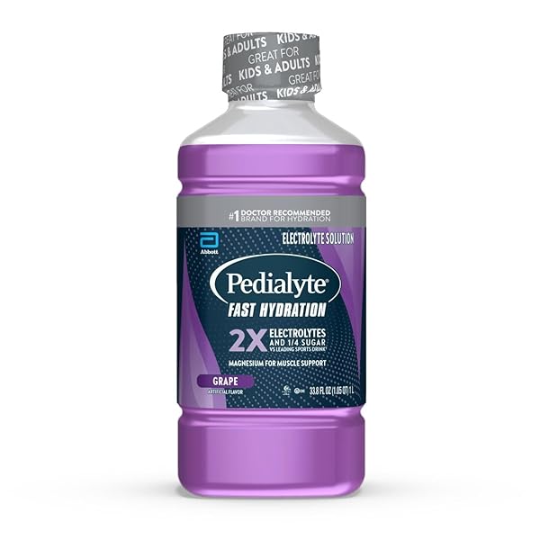 PEDIALYTE FAST HYDRATION ELECTROLYTE SOLUTION, GRAPE, HYDRATION DRINK, 1 LITER
