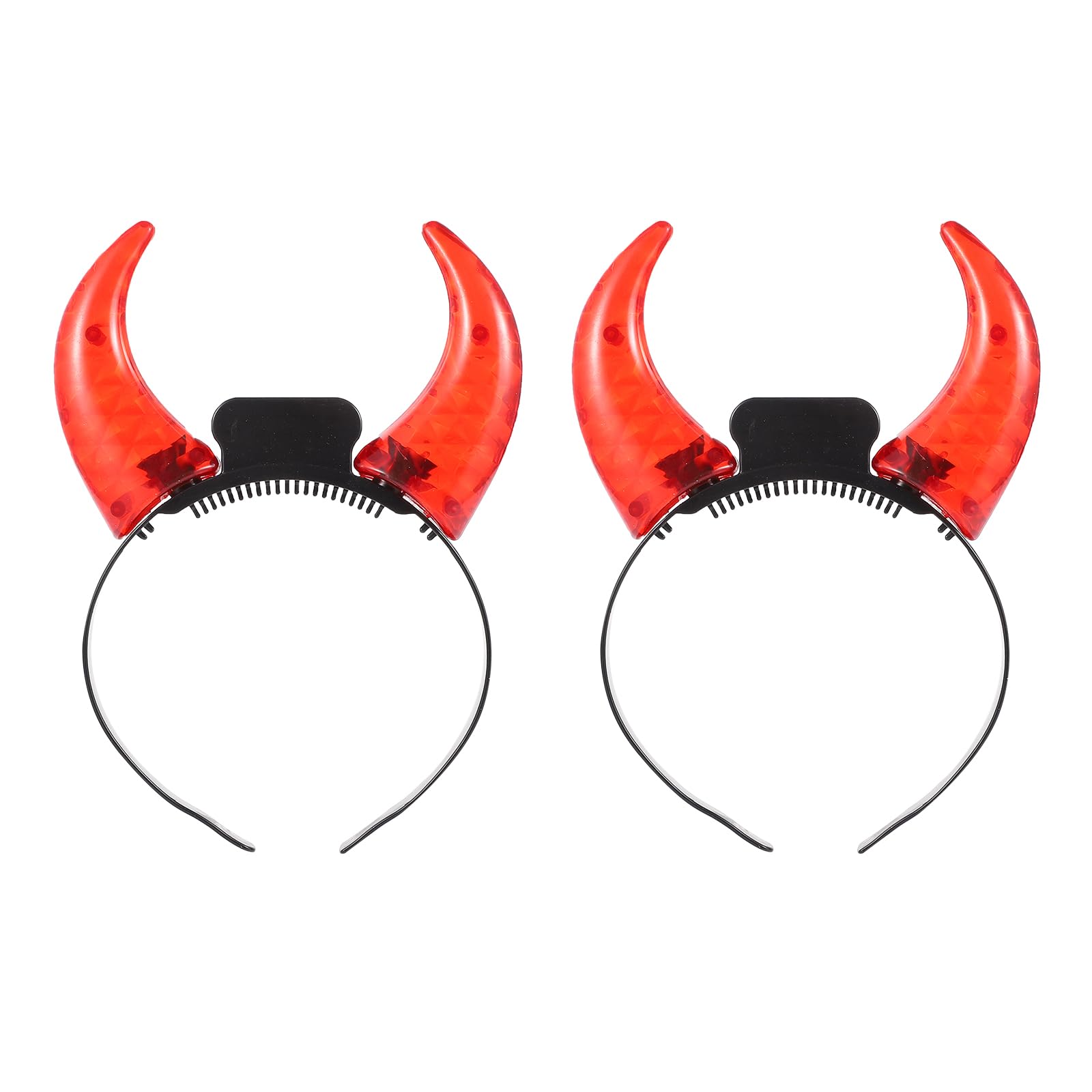 Gatuida 2pcs Halloween Horns Headband, LED Devil Horn Headband, Light Up Devil Horns for Kids, Women, Men, Cosplay, Masquerade, Holiday Costume Party Accessory