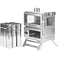 POMOLY Camping Tent Stove Oven Wood Stove, Baker Stainless Steel Wood Burning Stove for Hiking, Cooking, Heating (with Oven)