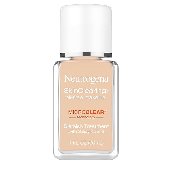 NEUTROGENA SKINCLEARING OIL-FREE ACNE AND BLEMISH FIGHTING LIQUID FOUNDATION WITH SALICYLIC ACID ACNE MEDICINE, SHINE CONTROLLING, FOR ACNE PRONE SKIN, 60 NATURAL BEIGE, 1 FL. OZ