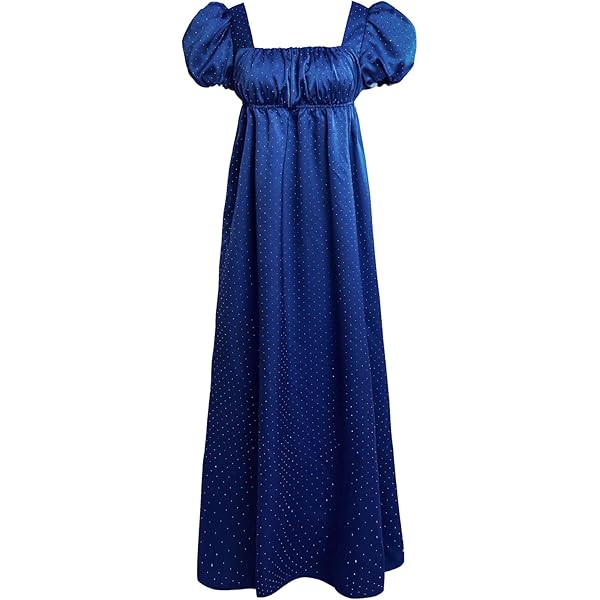 Amazon.com: Chiffon High Waistline Regency Long Dress Vintage Tea Party  Ball Dress 18th Gown for Women (Dark Blue, XS) : Clothing, Shoes & Jewelry