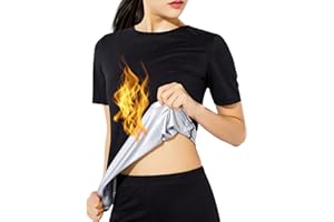 NANOHERTZ Sauna Sweat Suit Weight Loss Shapewear Top Waist Trainer Workout Sweatsuit Exercise Short Sleeve Shirt Women Girl