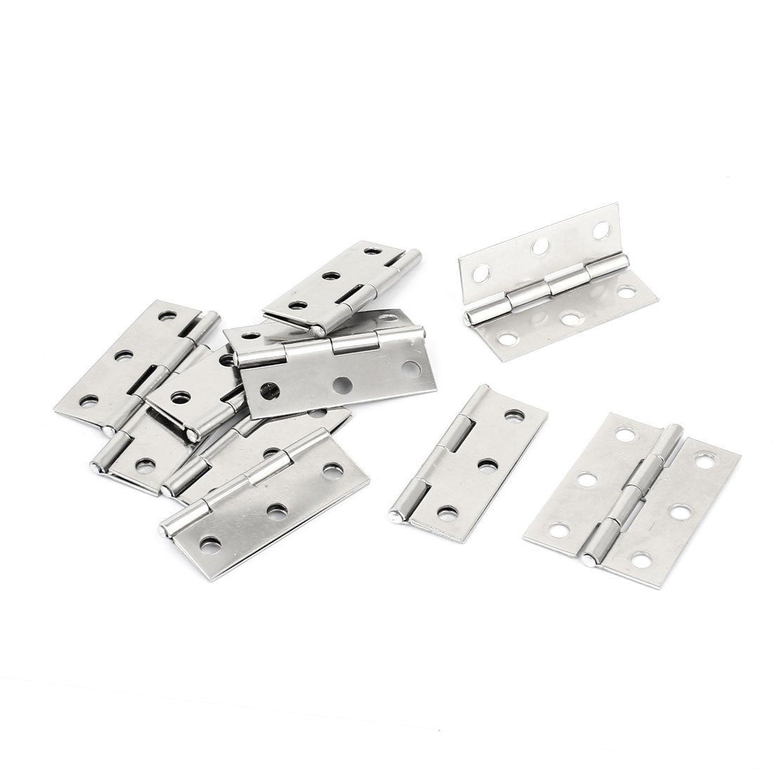Sourcingmap 10 Pcs Stainless Steel Screws Mounted Cabinet Door Butt Hinges 1.8"