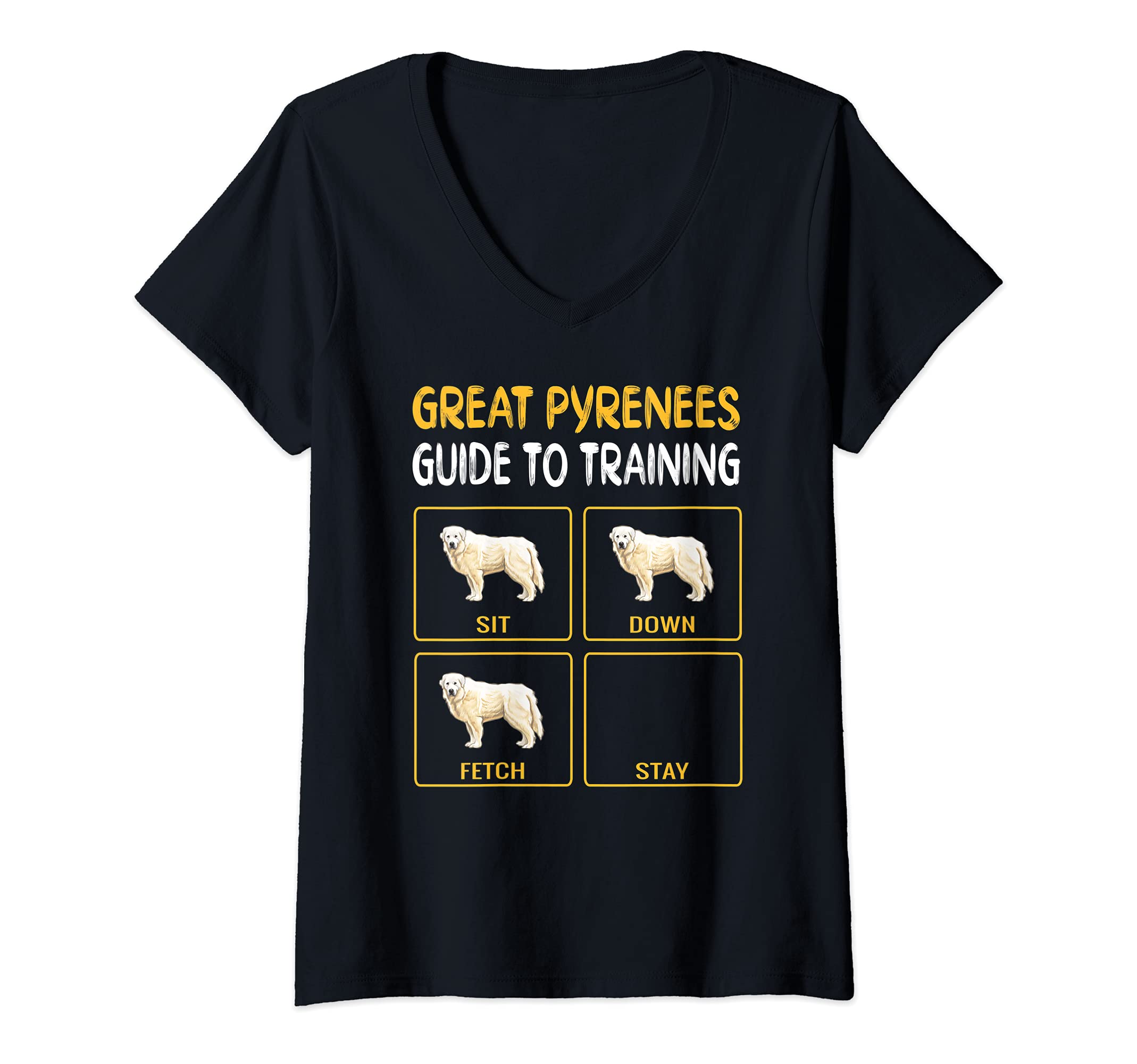 Womens Great Pyrenee Guide To Training Dog Obedience V-Neck T-Shirt