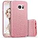 Galaxy S7 Case, Imikoko Rose Gold Luxury Hybrid Beauty Crystal Rhinestone with Gold Sparkle Glitter PC Hard Protective Diamond Case Cover for Samsung Galaxy S7 (3 in 1/Rose Gold)