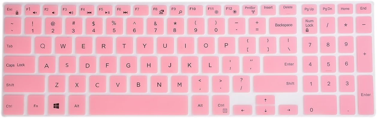 Leze - Ultra Thin Silicone Keyboard Protector Skin Cover for Dell Inspiron 15 3000 5000,17 5000 Series,as 15-i3541 i3552 i3558 i5558 i5559 i5568 i5577 i7559 15-3542 17-i5755 i5767 i5758 Laptop - Pink