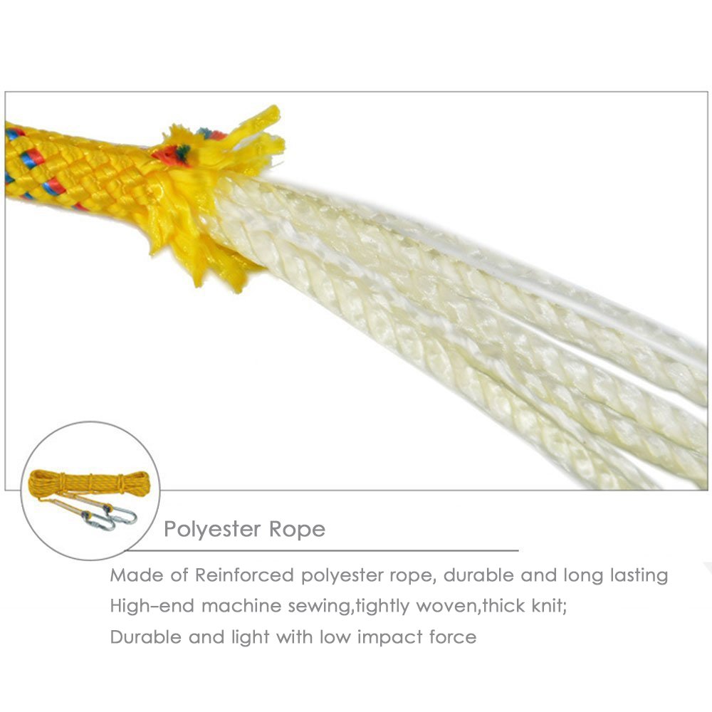 Climbing Rope 10M(32ft),Likorlove Outdoor Rock Climbing Safety Rope with 2 Carabiners for Escape, Fire Survival, Backup, Climbing, Hiking, Camping