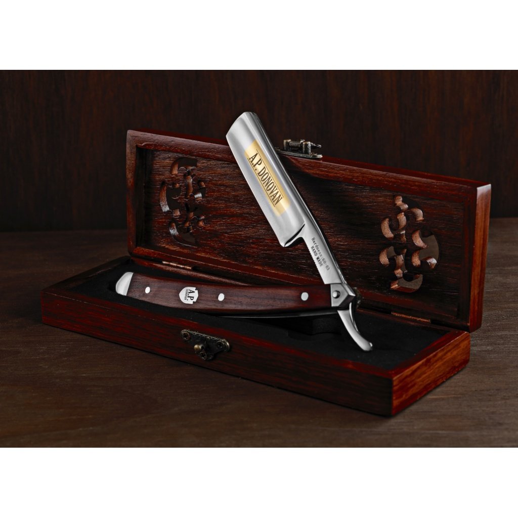 A.P. Donovan Excellent 7/8" Straight razor Set cut throat incl. Brush, shaving soap, Strop