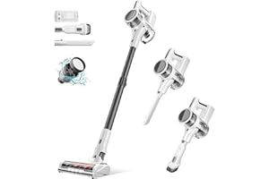 Fykee Vacuum Cleaners, Lightweight Cordless Vacuum Cleaner with Detachable 2200mAh Capacity Battery and 80,000 RPM Brushless Motor, 2 Modes Rechargeable Vacuums for Home up to 35 Mins Runtime (White)