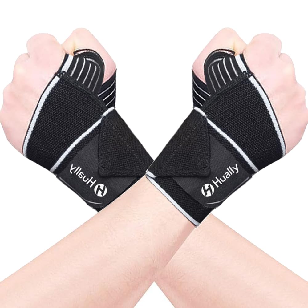 Hually Wrist Support,2 Pack Wrist Brace for Men and Women Adjustable Breathable and Comfortable One Size Fits all,wrist straps, wrist wraps, Wristbands for Sports gym Weightlifting Bench Press etc