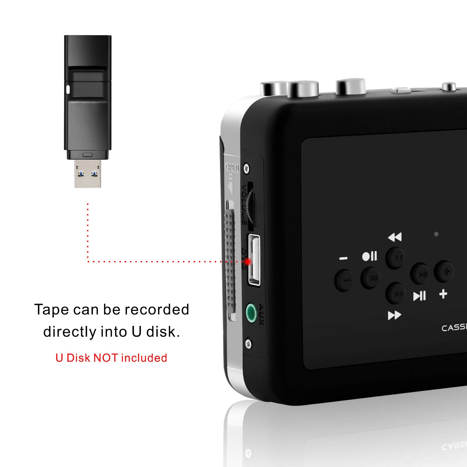 DigitalLife USB Wlakman Cassette Convertidor y Reproductor - Convertidor USB Cassette - Audio Cassette a MP3 Digital - Grabadora Cintas Cassette (No Need PC)