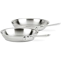 All-clad D3 Stainless Steel Frying Pan Cookware Set, 10-inch and 12-inch, Silver