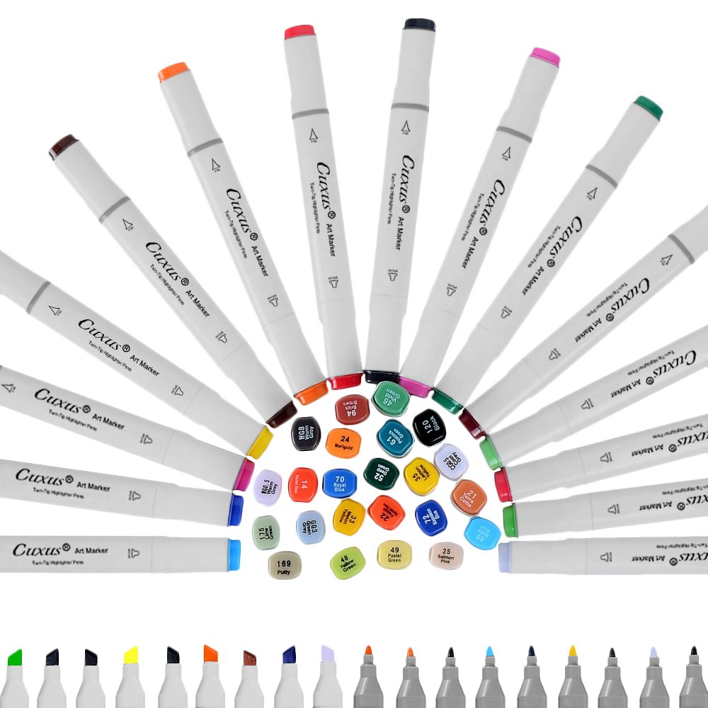 Dual Tips Permanent Marker Pens, CUXUS 60 Colors Twin