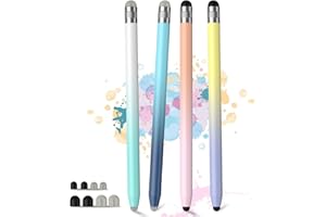 OJIOG Stylus Pens for Touch Screens (4Pcs), 2 in 1 Universal Stylus Pen for iPad, High Sensitivity & Precision Stylus with Double Fiber Tips, Compatible with iPad/iPhone (Mixed Four Colors)