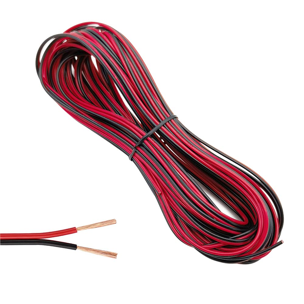 GOIYZTTR 10m 22AWG 2-Core Black & Red PVC Insulated Copper Wire for LED Strips & More