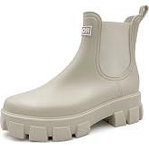 Amoji Unisex Ankle Chelsea Rain Platform Rubber Waterproof Boots 917