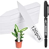 Plant Labels 120PCS, Darfukei Outdoor Waterproof Garden Markers, Plastic Nursery Seed Plant Tags with Bonus a Permanent Marki