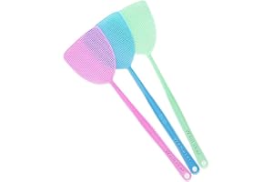 WEMAKER ChicRosa Fly Swatter, 3 Pack Strong Flexible Manual Swat Set, Assorted Colors, Long Range Handles, Indoor and Outdoor Racket for Bug, Mosquito, Bee, Spiders, Flies