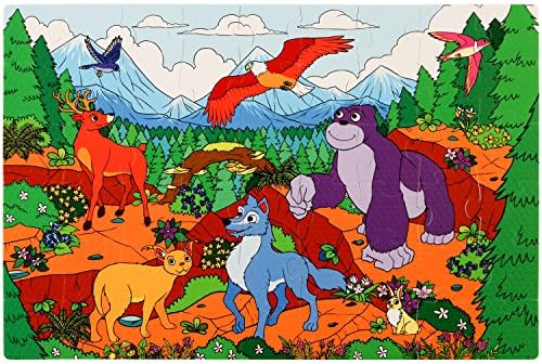 Enormous Mountains Floor Foam Puzzle - 54 Soft Pieces - 12x18 Inches Mat - Educational Toy for Preschoolers and Toddlers, by Premium Joy