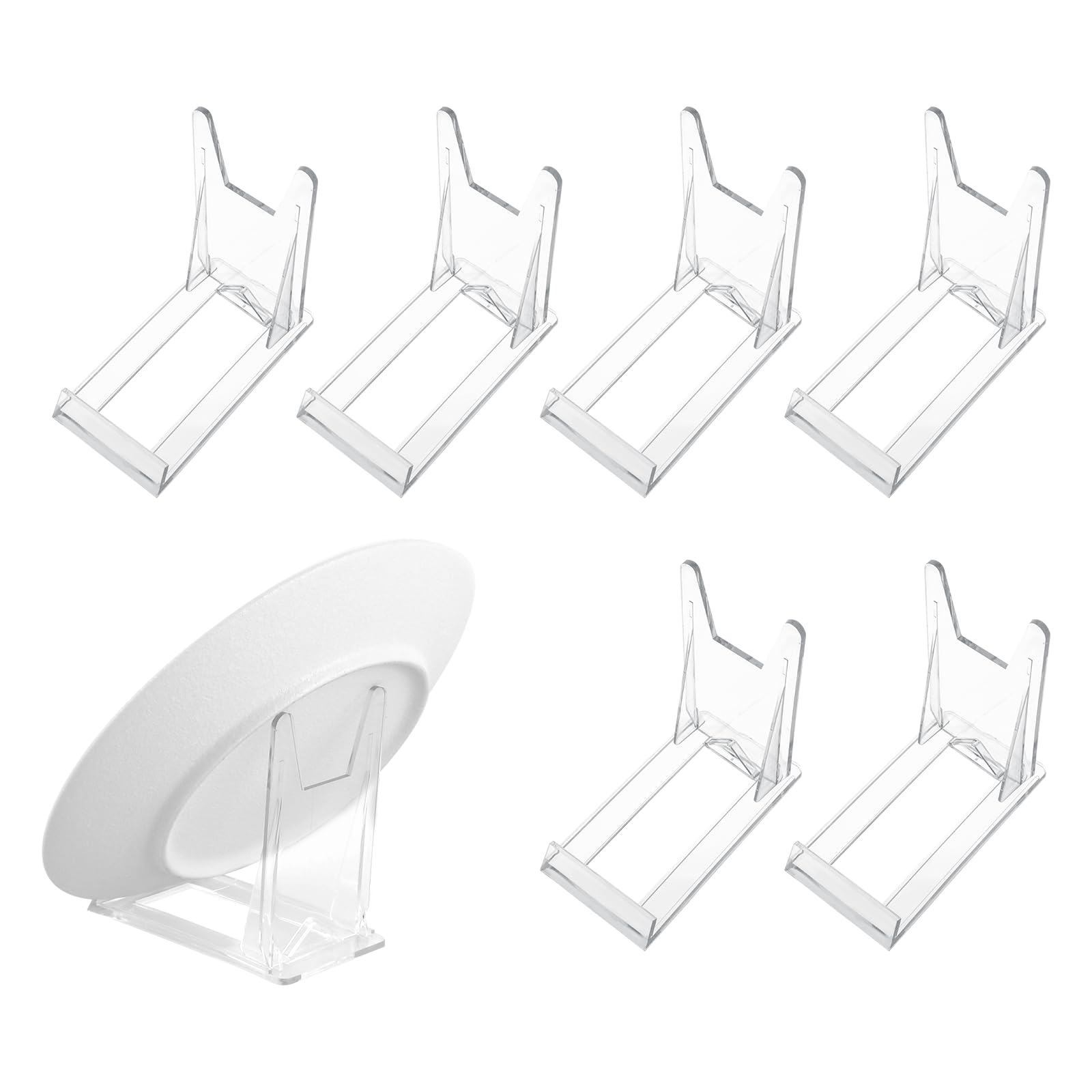 6Sets Acrylic Plate Stands Adjustable for angle Acrylic Display Stand Plastic Stand Picture Plate Holders for Display Pictures or Plate Home Office Supplies Festival Party Decoration