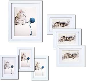 INNOCHEER Picture Frame Set of 7: Solid Wood, Three 4x6 Inches - Three 5x7 Inches - One 8x10 Inches