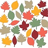 Hillban 125 Pcs Paper Fall Leaves Die Cuts Bulk Autumn Leaf Cutout Thanksgiving Autumn Leave Decor Multicolor Mixed Leaves for Fall Bulletin Board and Craft Projects Party Decor (4 Inches)