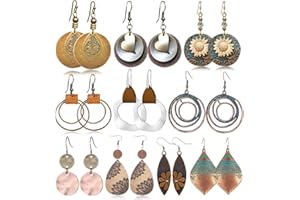 SUNNYOUTH 10 Pairs Vintage Dangle Earrings for Women Boho Jewelry Set Sunflower Geometric Teardrop Earring Christmas Gifts