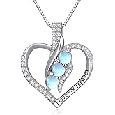 Rose Heart Birthstone Necklace for Women - Solid S925 Sterling Silver with Rose Gold Plated Infinity Symbol of Love Valentine's, Mother's Day, Anniversary, Christmas Birthday Gift for Her, Mom, Wife, or Girlfriend.