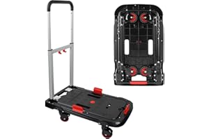 APOXCON Platform Truck Four 360° Rolling Wheels Brake Design Heavy Duty Foldable Hand Truck for Easy Storage,Push Cart Dolly for Moving, Travel, Shopping, No Installation Required