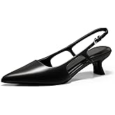 Coutgo Women's Pointed Toe Slingback Kitten Heel Pumps