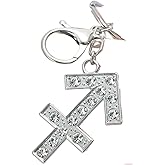 Ruoming 1 PCS Zodiac Constellation Keychain with Crystal Rhinestones, 1.18 x 1.18 inches