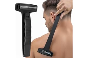 Bearback Back Shaver for Men – DIY Razor with Pivoting Triple Blades & Folding Handle – Wet or Dry Back & Body Hair Removal