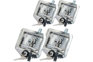 GANGMU TEC Pack of 4 Universal Toolbox Door Locks, Heavy Duty T-Handle Folding Design with 2 Keys, 304 Stainless Steel Security Lock for RV Truck Trailer (Pack of 4)