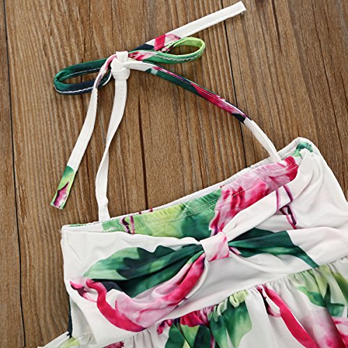 Baby Kids Toddler Girl Flamingo Halter Tops + Shorts Beachwear Swimwear Set (2T)