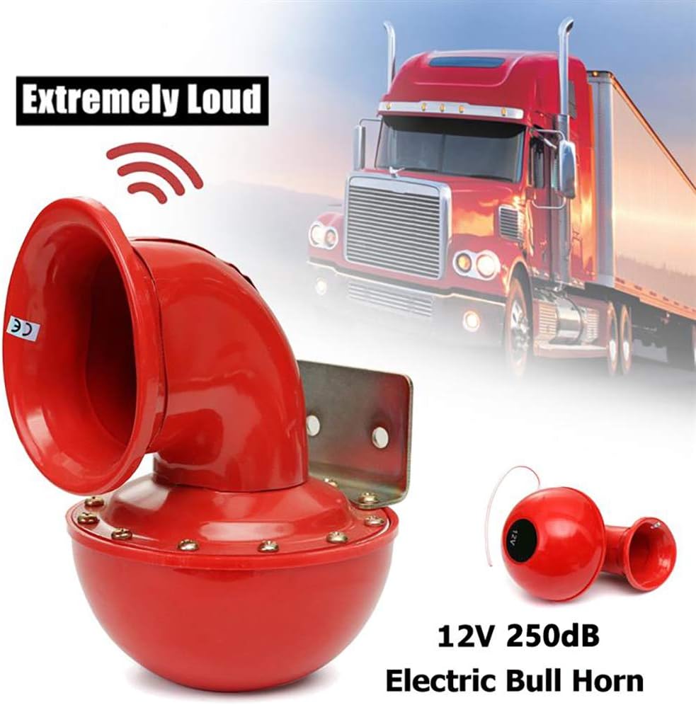 Kampre 250DB Red Electric Bull Horn 12V Air Horn Raging Sound Super Loud for Car Motorcycle Truck Boat