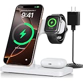 2026 Traveling Portable Wireless Fast Charger for Apple &amp; Android Charging Station 3 in 1 Charging for iPhone18 17 16 15 14 13 12 11,Apple Watch &amp; Air pods 5 4 3 2 Pro,Samsung Galaxy-Gifts for Family