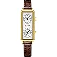 Gosasa Fashionable Women's Quartz Watch, Rectangular Dial with Dual Time Zones, 30m Water Resistant