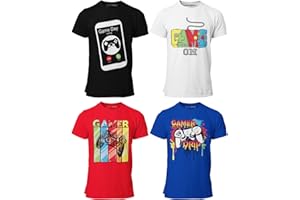 BROOKLYN VERTICAL 4-Pack Boys Short Sleeve Crew Neck T-Shirt with Chest Print | Soft Cotton Sizes 6-20