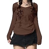 Women Teen Girls Fairy Grunge Clothes Y2k Long Sleeve Baggy Shirt Graphic Baby Tee Fall Vintage Streetwear T-Shirt